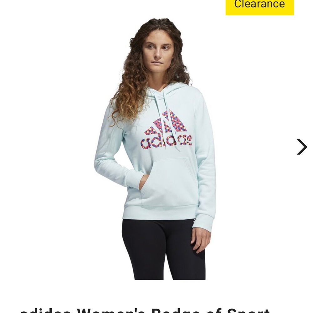 Adidas Baby Blue Mint Sweatshirt Pullover Polka Dot Hoodie Women’s Sz Large
